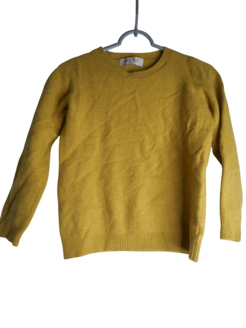 EUC Liny Xin 100% superfine Merino Wool Sweater  Women  mustard crew neck